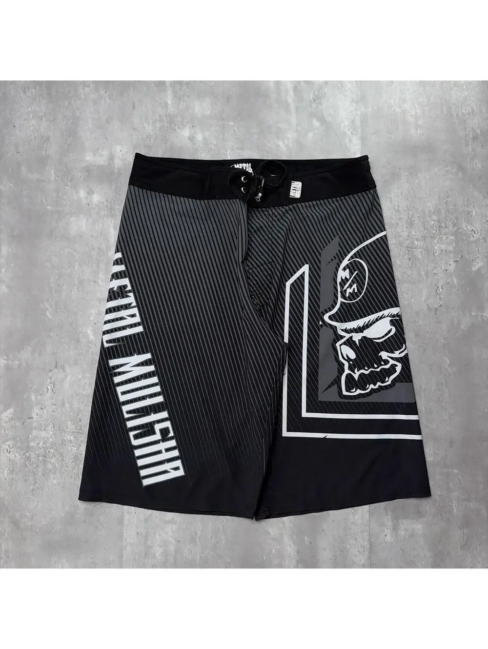 Y2K Black Metal Mulisha Surf Grunge Baggy Board Shorts